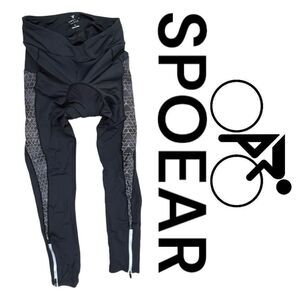 Spoear Women's Ankle Zip High Waisted Padded Biking Leggings Black Size Large